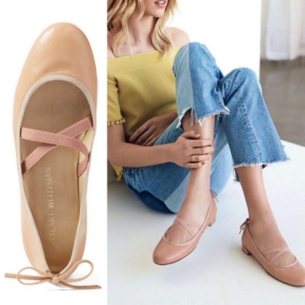 Stuart Weitzman Bolshoi Nude Leather Ballet Flat